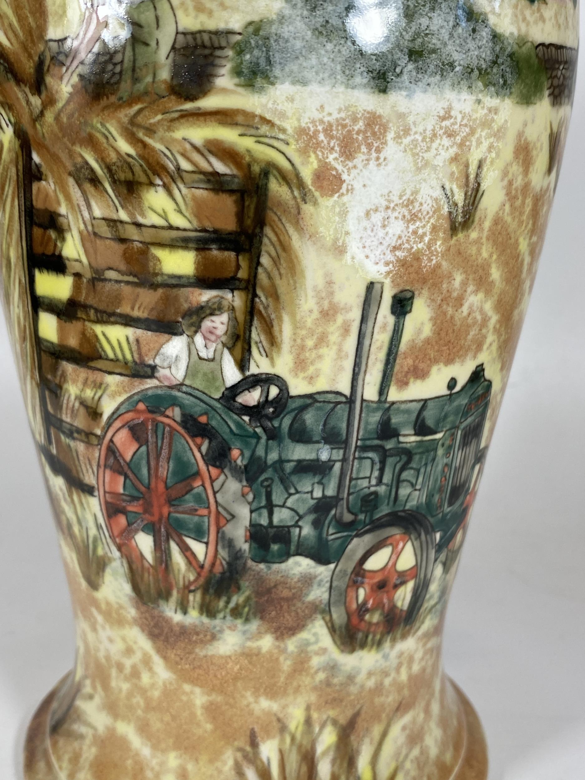 A COBRIDGE STONEWARE LIMITED EDITION FARMING SCENE VASE DESIGNED BY ANJI DAVENPORT, NO. 73/150, - Image 2 of 5