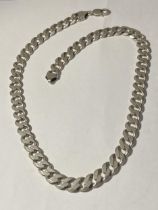 A HEAVY MARKED SILVER FLAT LINK NECKLACE LENGTH 56CM WEIGHT 92.9 GRAMS