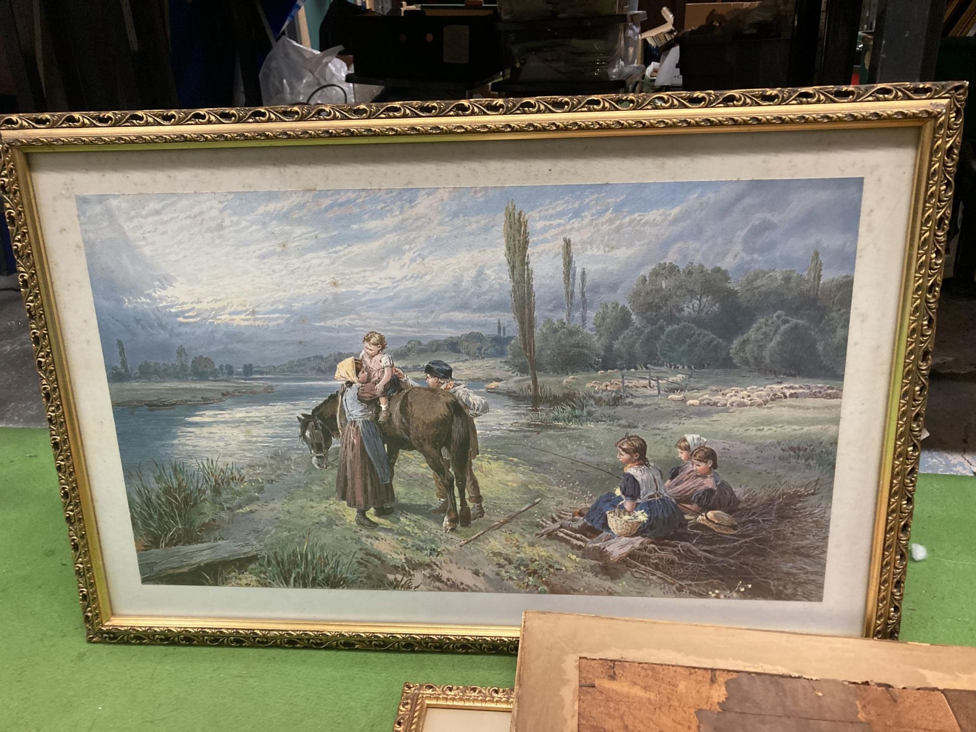 THREE VINTAGE PRINTS TO INCLUDE ORNATE GILT FRAMED COUNTRYSIDE BIRKET FOSTER SCENE EXAMPLE ETC - Image 4 of 4