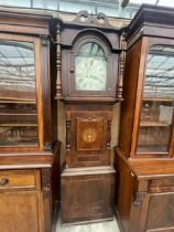 A 19TH CENTURY MAHOGANY AND INLAID EIGHT-DAY LONGCASE CLOCK WITH PAINTED ENAMEL DIAL, J.GROUNDS,