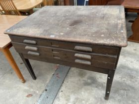 A MID 20TH CENTURY ABBESS THREE DRAWER PLAN CHEST ON OPEN BASE, 48 X 36"