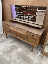 A RETRO TEAK EFFECT DRESSING CHEST, 50" WIDE