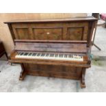 A VICTORIAN WALNUT OVERSTRUNG STEINMAYER UPRIGHT PIANO