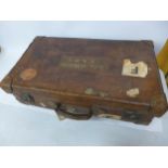 A GOOD QUALITY WORLD WAR II PERIOD LEATHER TRAVEL MOTOR CASE, BELONGS TO LIEUTENANT COLONEL M.FALLON