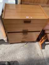 A RETRO TEAK CHEST OF FIVE DRAWERS, 27" WIDE