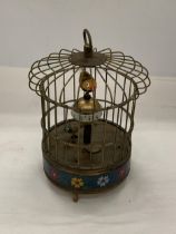 A VINTAGE STYLE AUTOMATON MUSICAL BIRD CAGE