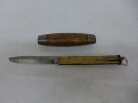 A JOHN ENGSTRON EBKILSTUNA BARREL KNIFE, 10CM BLADE, LENGTH ASSEMBLY 24CM, BEARS DATE 1874