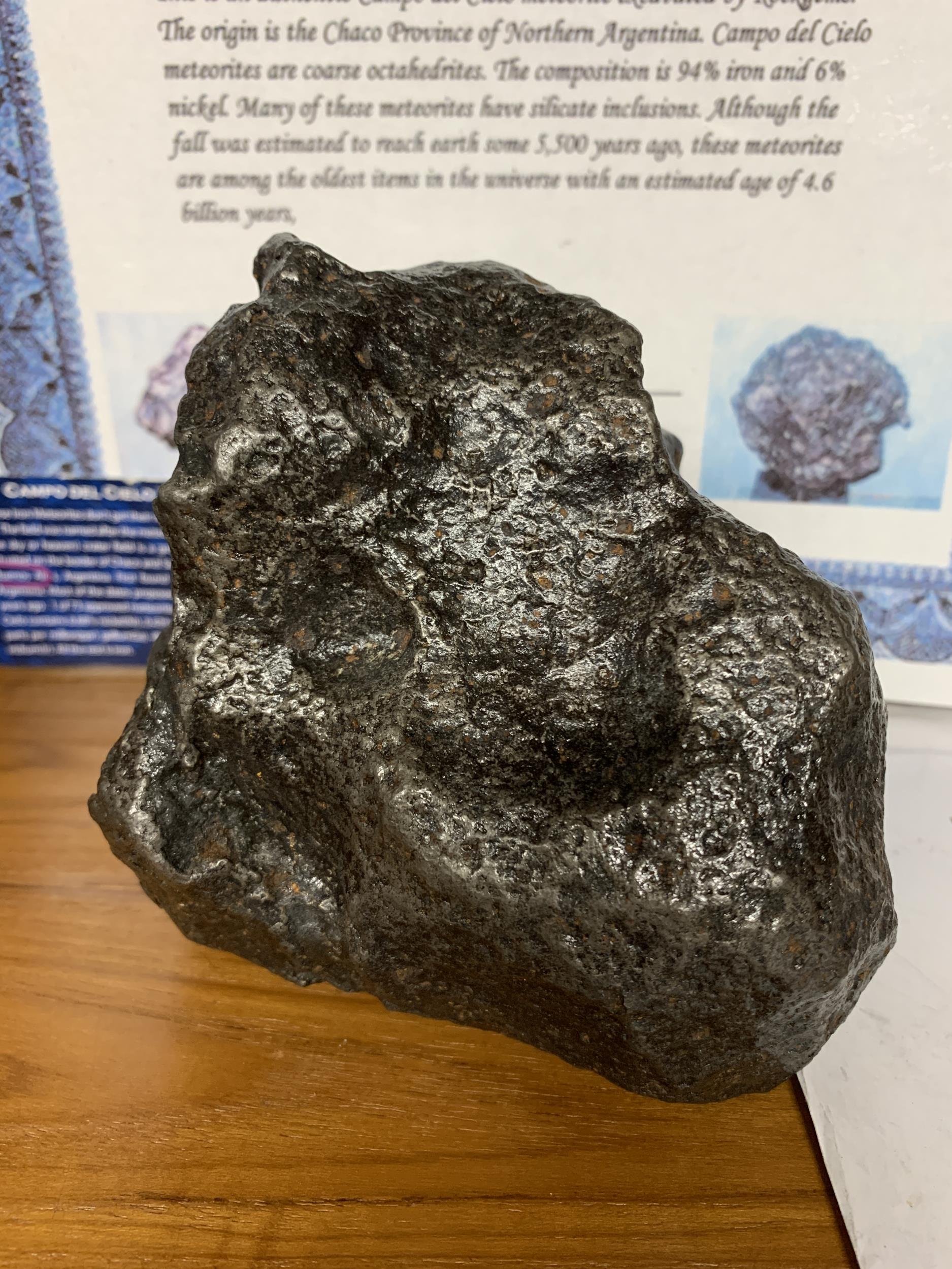 A 5KG CAMPO DEL CIELO IRON METEORITE WITH CERTIFICATE OF AUTHENTICITY, 4000 - 6000 YEARS OLD - Image 2 of 5
