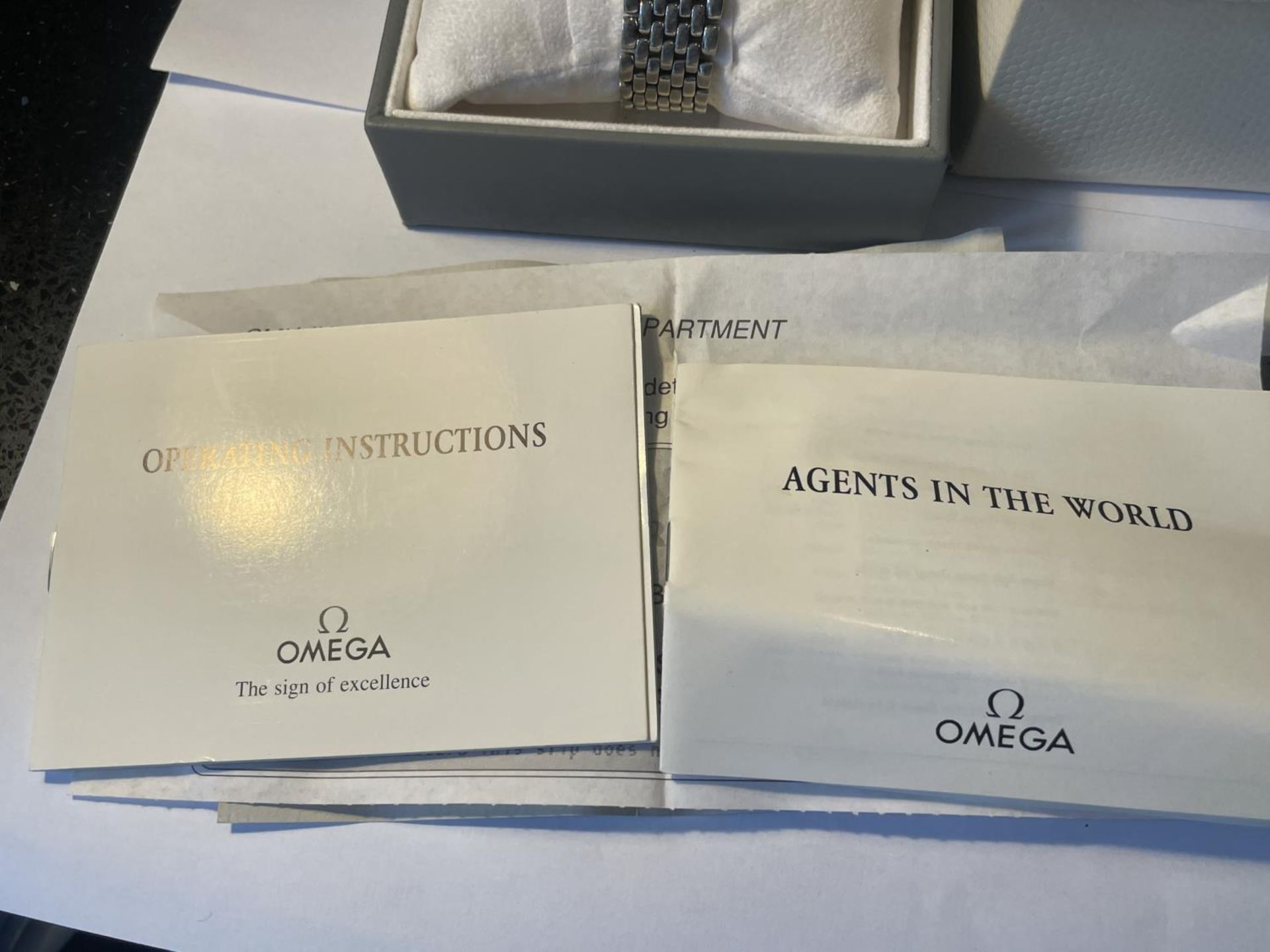 AN OMEGA DE VILLE WRIST WATCH WITH PRESENTATION BOX, OPERATING INSTRUCTIONS AND FURTHER PAPERWORK. - Image 7 of 9