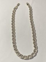 A HEAVY MARKED SILVER FLAT LINK NECKLACE LENGTH 47CM WEIGHT 65.5 GRAMS