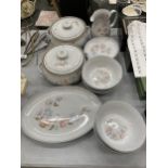 A RETRO DENBY FLORAL STONEWARE DINNER SERVICE, TUREENS ETC