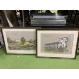 TWO FRAMED WATERCOLOURS - OLD WELLINGTON INN, MANCHESTER AND WORSLEY HALL, LANCS, BOTH SIGNED