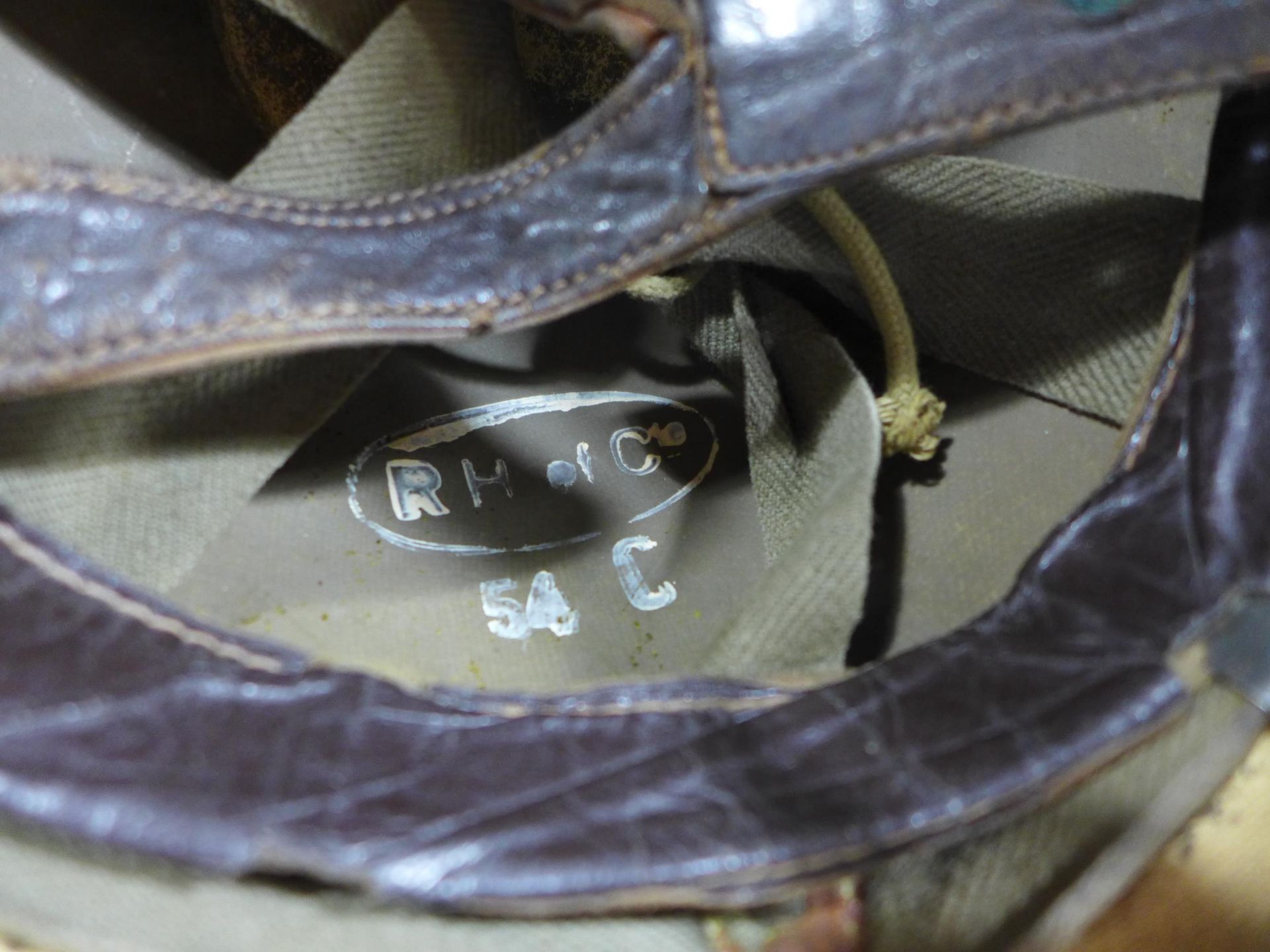 A MILITARY HELMET AND LINER, INSIDE MARKED RH OF CO 54C - Image 5 of 5