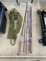 AN ASSORTMENT OF VINTAGE FISHING RODS