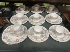 A QUANTITY OF TUSCAN 'SHERWOOD' CHINA TEAWARE TO INCLUDE CAKE PLATES, A CREAM JUG, SUGAR BOWL, CUPS,