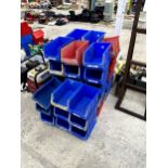 A LARGE QUANTITY OF PLASTIC STORAGE LIN BINS