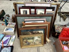 A LARGE ASSORTMENT OF FRAMED PRINTS AND PICTURES