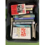 A BOX OF ASSORTED BOOKS, JAMES BOND, YASHICA ETC