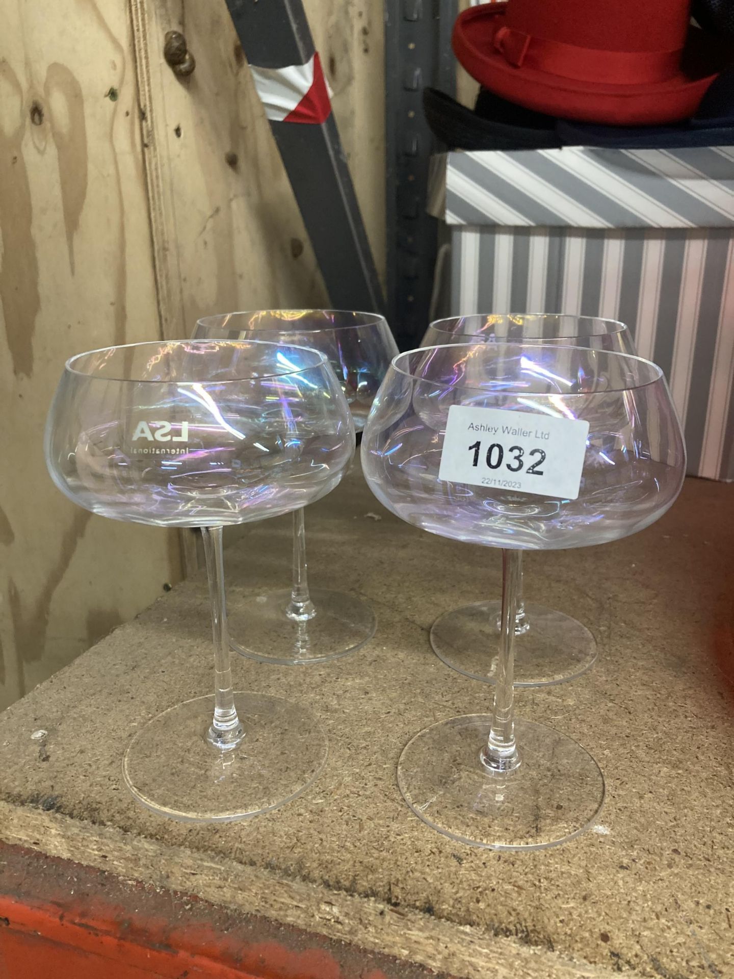 A SET OF FOUR 'LSA INTERNATIONAL' IRRIDESCENT COCKTAIL GLASSES