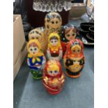 A COLLECTION OF RUSSIAN DOLLS - 7 IN TOTAL