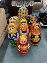 A COLLECTION OF RUSSIAN DOLLS - 7 IN TOTAL