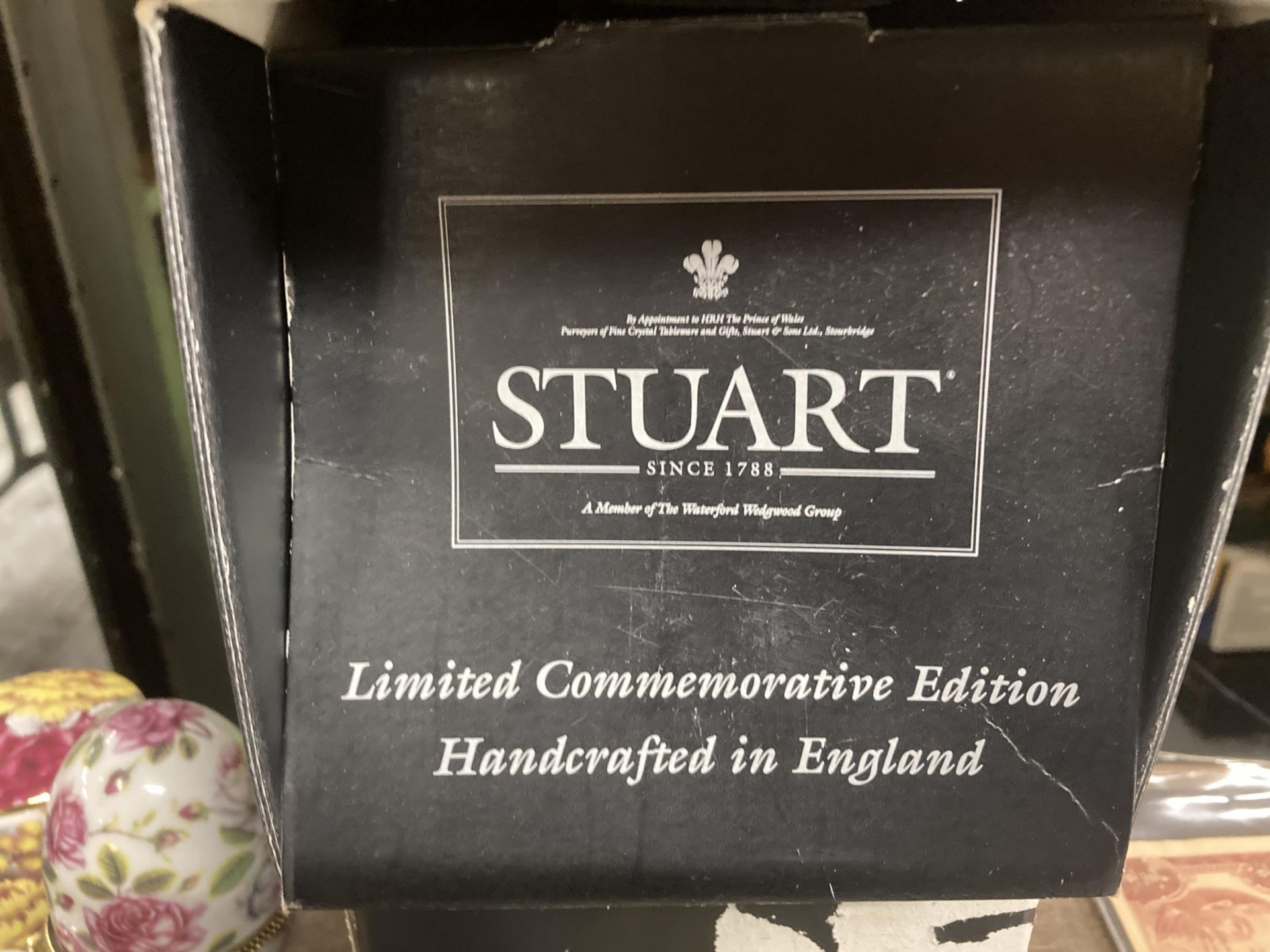 TWO BOXED STUART COMMEMORATIVE GLASS POTS - Image 3 of 3