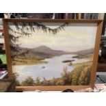 A VINTAGE FRAMED FELIX THOMAS OIL ON BOARD OF A LAKE SCENE