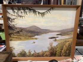 A VINTAGE FRAMED FELIX THOMAS OIL ON BOARD OF A LAKE SCENE