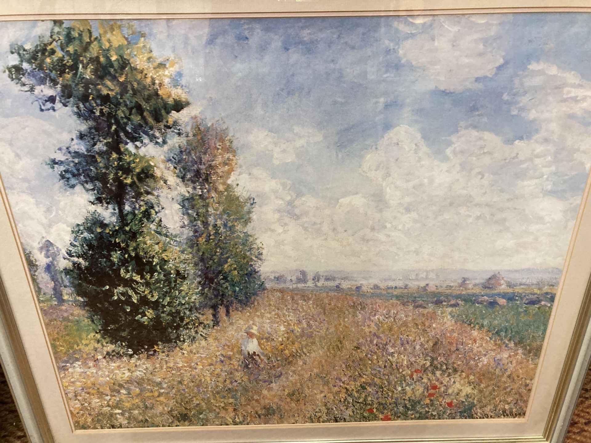 A LARGE FRAMED CLAUDE MONET PRINT 'SUMMERFIELD', 100CM X 86CM - Image 2 of 3