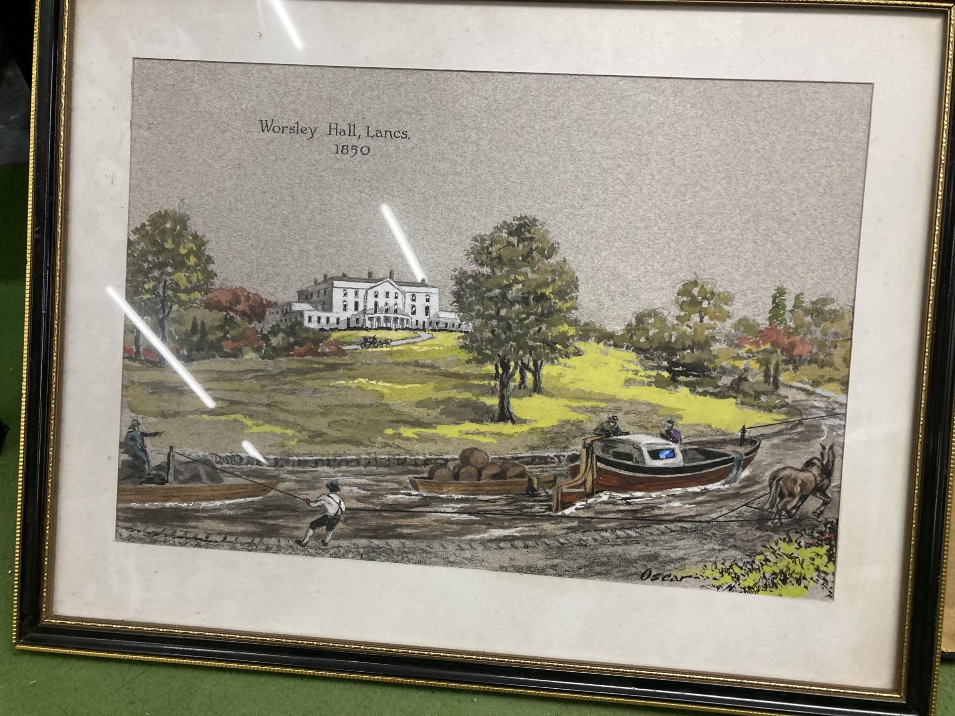 TWO FRAMED WATERCOLOURS - OLD WELLINGTON INN, MANCHESTER AND WORSLEY HALL, LANCS, BOTH SIGNED - Image 5 of 6