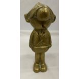 A HEAVY BRASS VINTAGE ANDY CAP FIGURE, HEIGHT 22CM