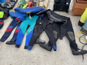 FIVE VARIOUS SCUBA DIVING WET SUITS