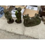 THREE CONCRETE GARDEN FIGURES