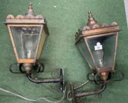 A PAIR OF VICTORIAN STYLE COPPER LANTERNS