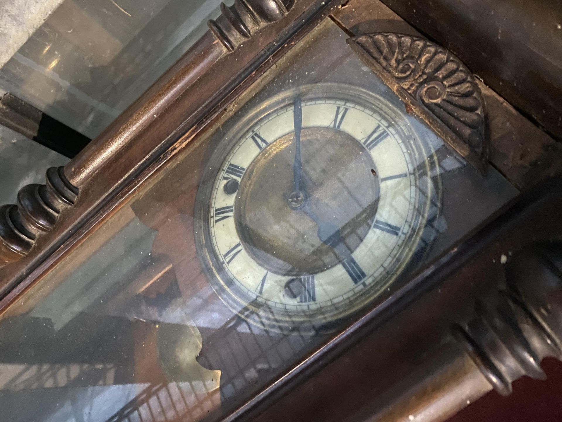 A MAHOGANY CHIMING WALL CLOCK - Image 2 of 2