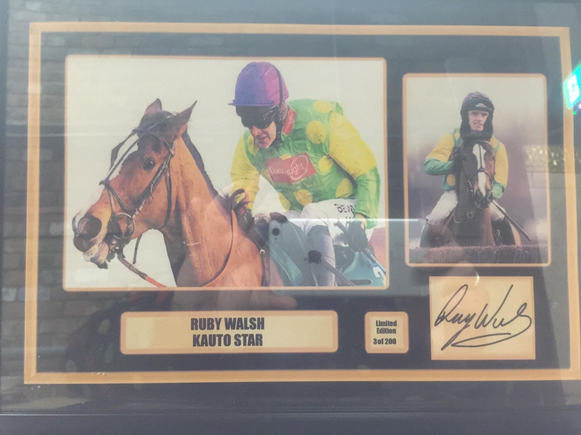 A GROUP OF FRAMED HORSE RACING LIMITED EDITION SIGNED PHOTOS, RUBY WALSH, AP MCCOY AND LESTER - Image 2 of 4