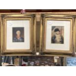 A PAIR OF GILT FRAMED PRINTS OF MILITARY FIGURES