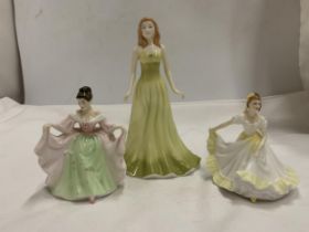 THREE ROYAL DOULTON FIGURES - 'SARA' HN3219, GEMSTONES 'AUGUST' PERIDOT AND 'NINETTE' HN3901