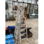 A FOUR RUNG STEP LADDER AND A MULTIFUNCTIONAL FOLDING LADDER