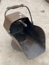 A VINTAGE COPPER COAL BUCKET AND COAL SHOVEL