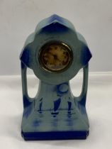 A 1930'S ART DECO MARITIME CERAMIC MANTLE CLOCK, HEIGHT 26CM