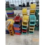 A LARGE QUANTITY OF PLASTIC LIN BIN STORAGE BOXES