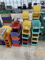 A LARGE QUANTITY OF PLASTIC LIN BIN STORAGE BOXES