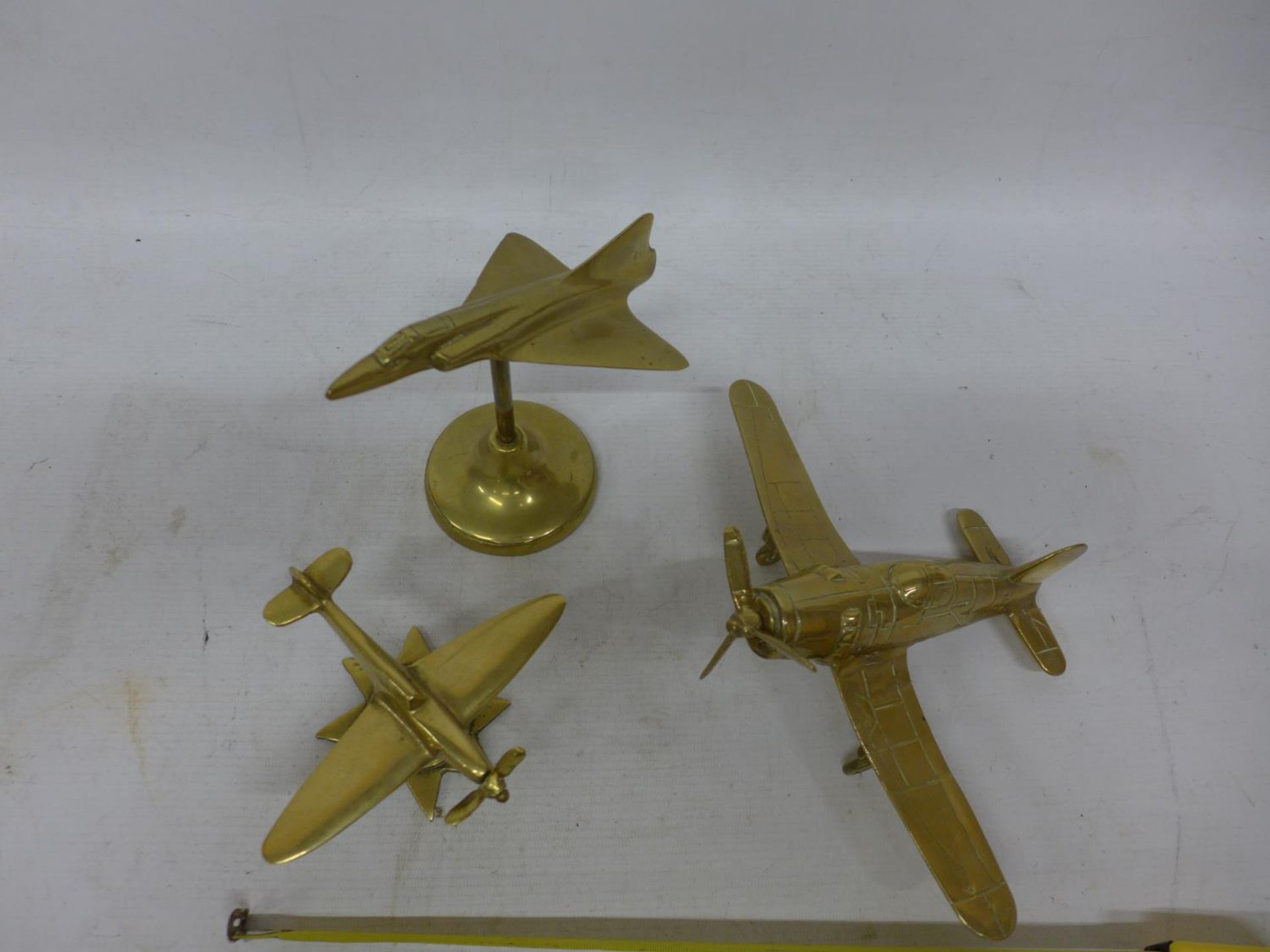 THREE BRASS MODELS OF MILITARY AIRCRAFT - Bild 3 aus 3