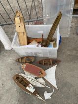 AN ASSORTMENT OF WOODEN MODEL BOAT PARTS FOR RESTORATION