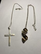 TWO SILVER NECKLACES WITH PENDANTS