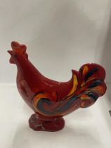AN ANITA HARRIS HAND PAINTED AND SIGNED IN GOLD LARGE COCKEREL