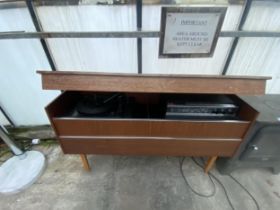 A RETRO TEAK RADIOGRAM WITH RECORD DECK AND BUSH SOLID STATE STEREO