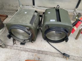 A PAIR OF VINTAGE AND RETRO THEATRE STYLE LIGHTS