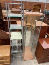 TWO MODERN SQUARE GLASS DISPLAY UNITS, 16 X 14", AND 13" SQUARE